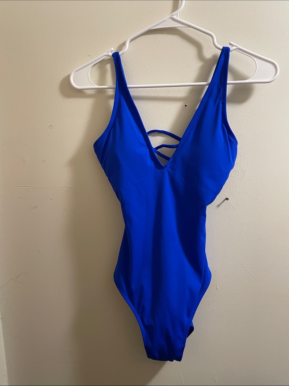 Ta3 royal  Blue Sapphire plungy Swimsuit with V-Neck with shaping